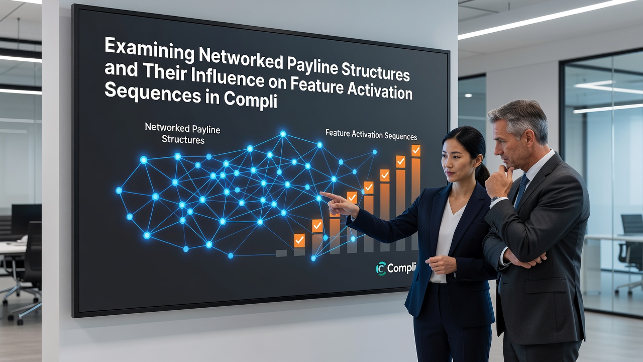 Detailansicht einer Feature-Aktivierungssequenz mit vernetzten Paylines in einer portablen Simulation